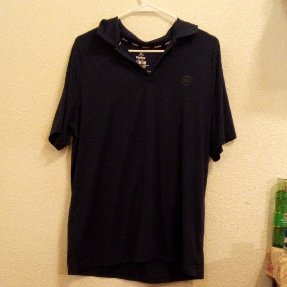 Hurley Mens Navy Blue Performance‎ Mesh Short Sleeve Polo Shirt Size Medium